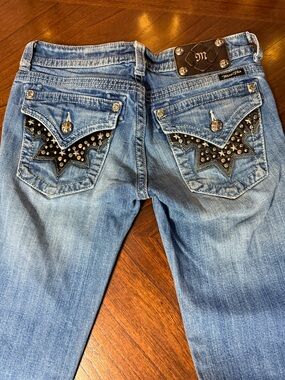 MISS ME CHUNKY RHINESTONE POCKET JEANS WOMENS SIZE 27